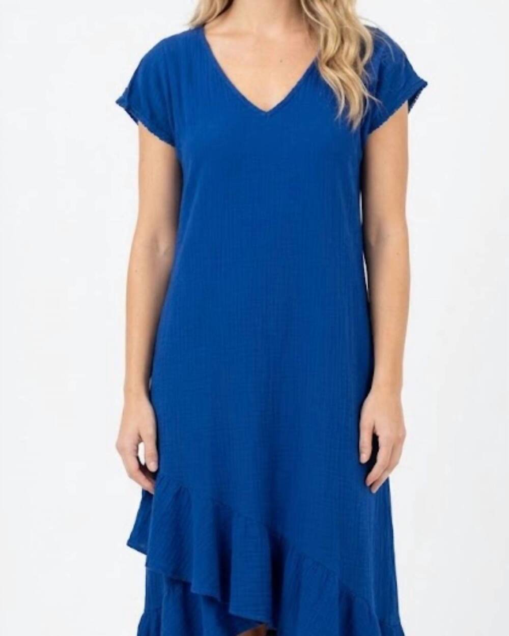 NEW DUNES tantalo ruffle dress in royal blue